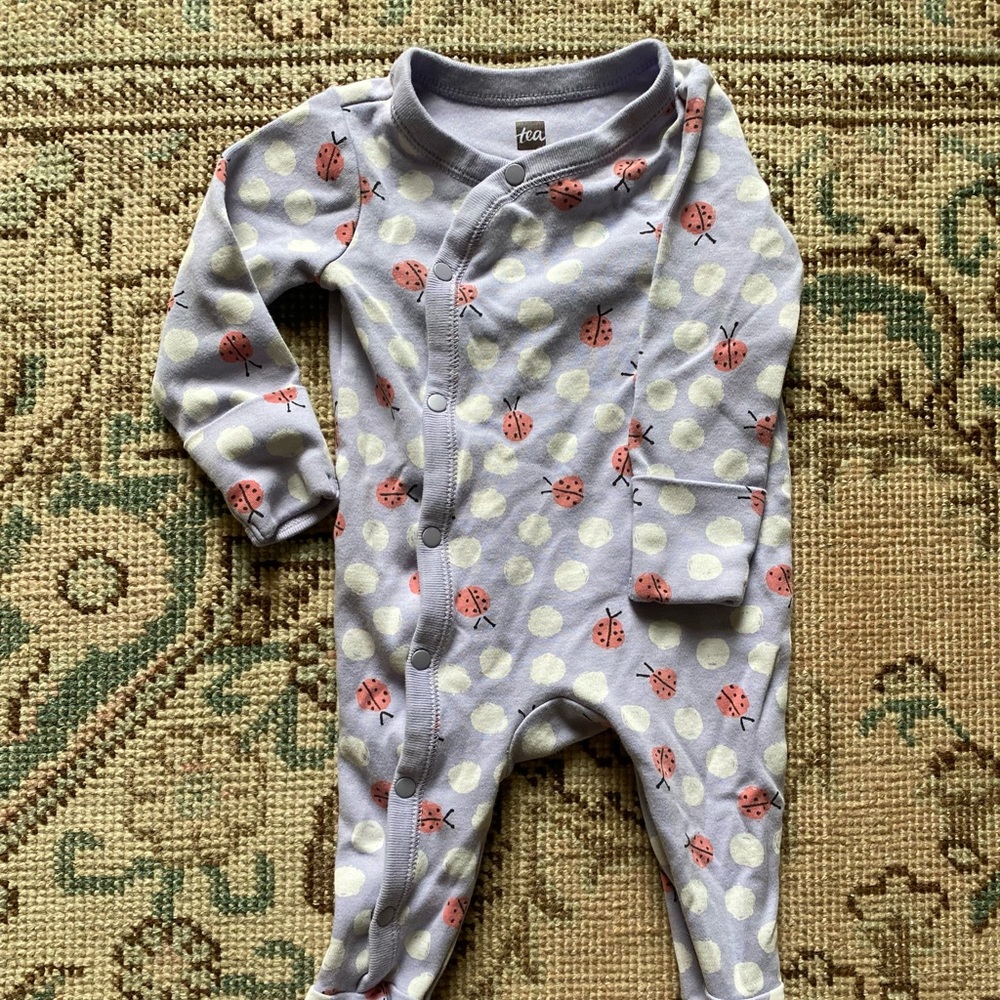 Tea Collection ladybug onesie/footsie pjs